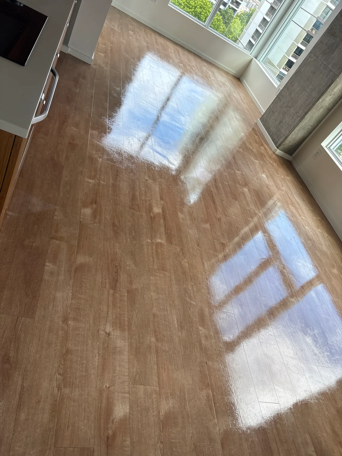 Kitchen floor close view after cleaning