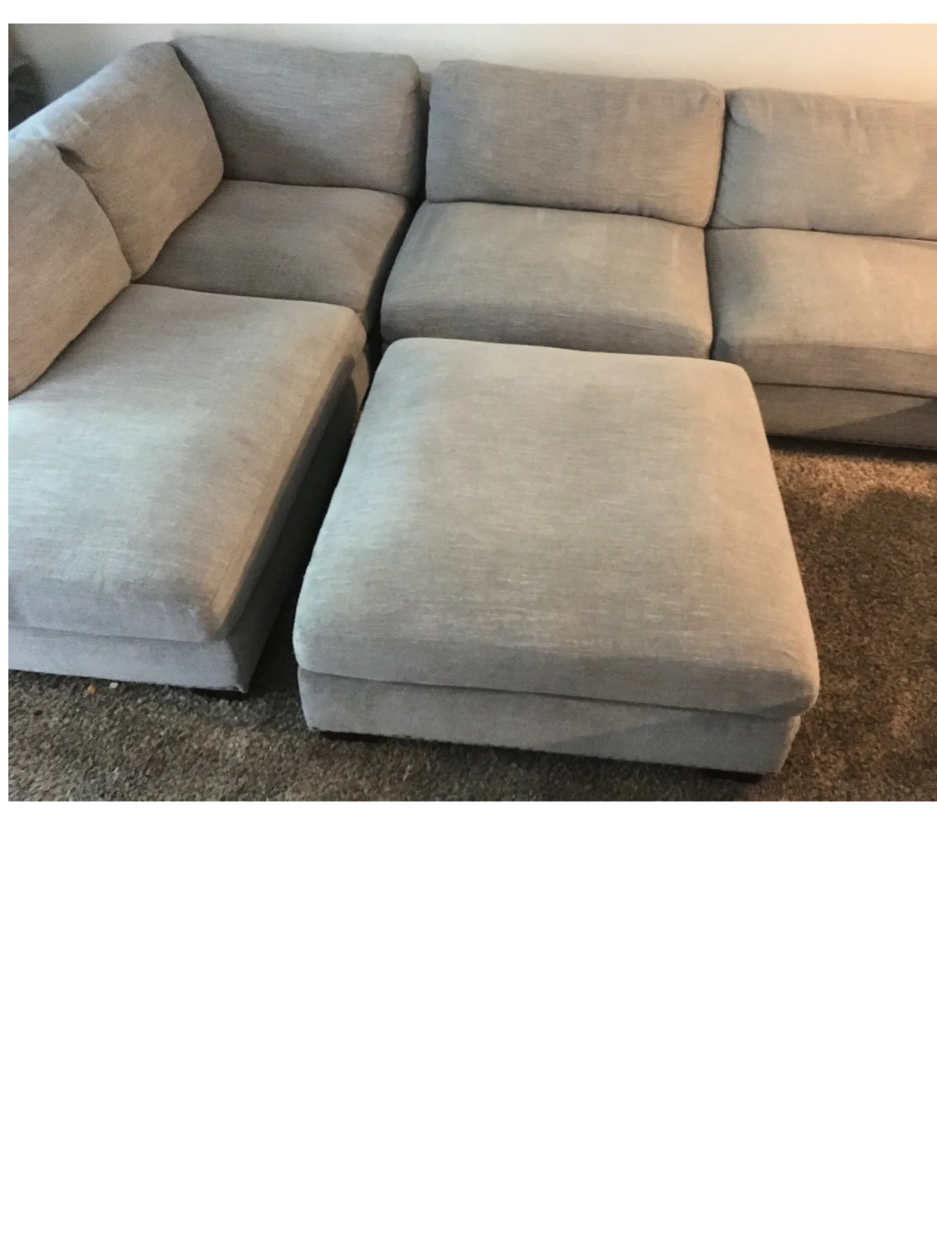 Sectional sofa looking refreshed after upholstery cleaning